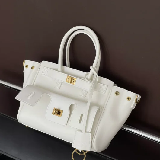 Сумка Balenciaga Bel Air Tote Bag Small size білий+золото — Premium
