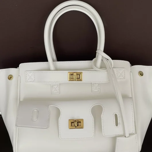 Сумка Balenciaga Bel Air Tote Bag Small size білий+золото — Premium