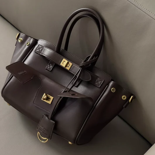 Сумка Balenciaga Bel Air Tote Bag Small size коричневий+золото- Premium