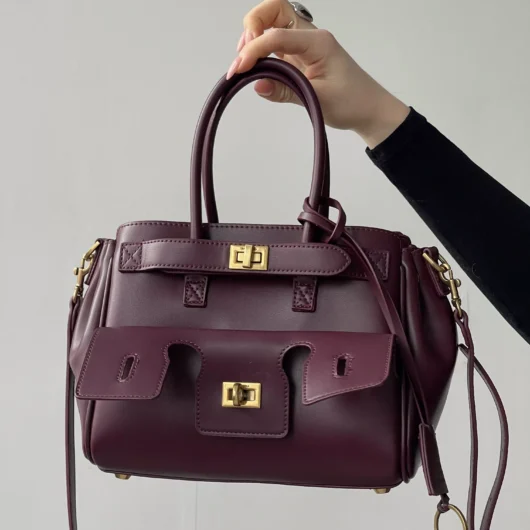 Сумка Balenciaga Bel Air Tote Bag Small size бордо+золото — Premium