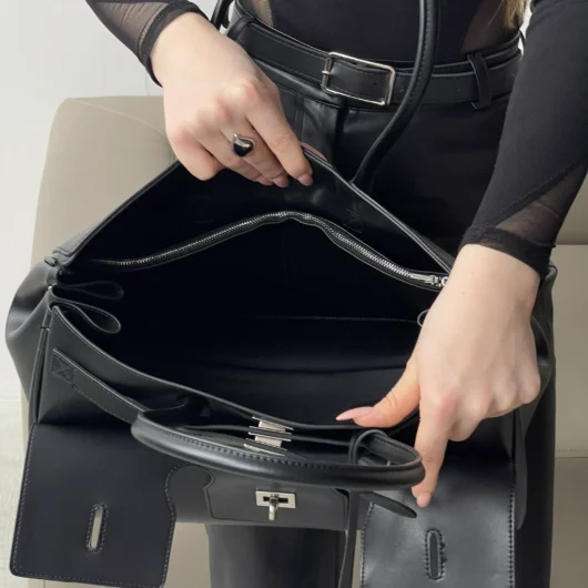 Сумка Balenciaga Bel Air Tote Bag Big size чорний+срібло — Premium