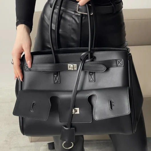 Сумка Balenciaga Bel Air Tote Bag Big size чорний+срібло — Premium