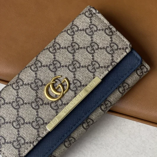 Жіночий гаманець Gucci великий подвійний сіро-синій