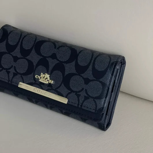 Жіночий гаманець Coach великий подвійний чорний