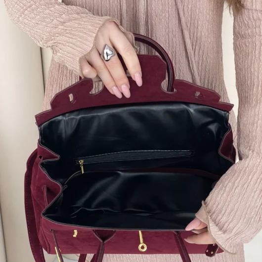 Сумка в стилі Hermes in Suede бордовий
