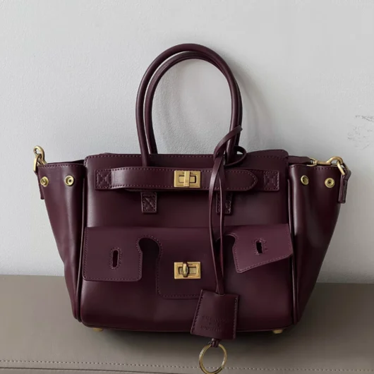 Сумка Balenciaga Bel Air Tote Bag Big size бордо+золото — Premium