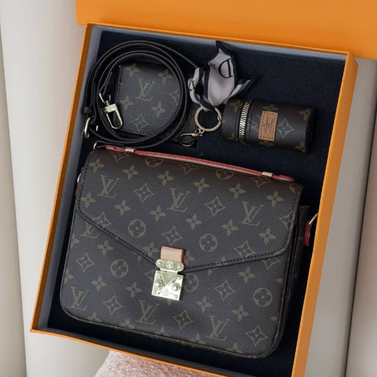 Подарунковий набір Louis Vuitton великий коричневий — 3 предмети