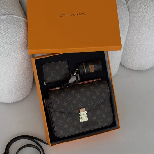 Подарунковий набір Louis Vuitton великий коричневий — 3 предмети