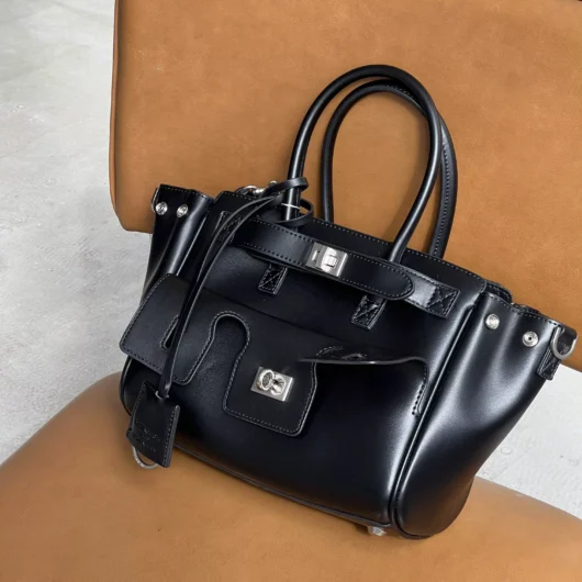 Сумка Balenciaga Bel Air Tote Bag Small size чорний+срібло — Premium