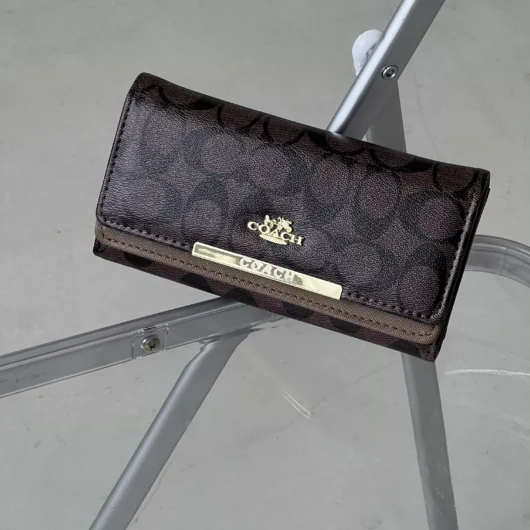Жіночий гаманець Coach великий подвійний коричневий