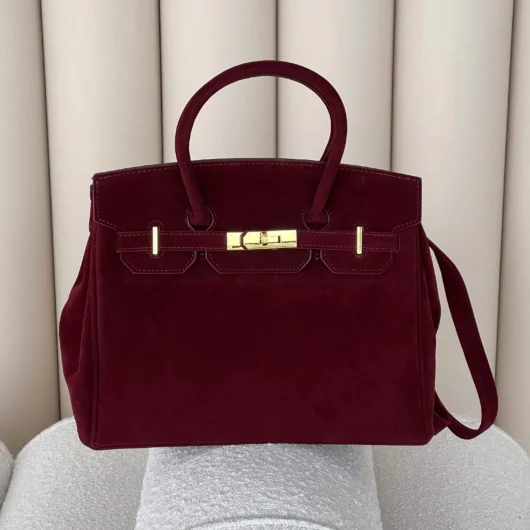 Сумка в стилі Hermes in Suede бордовий