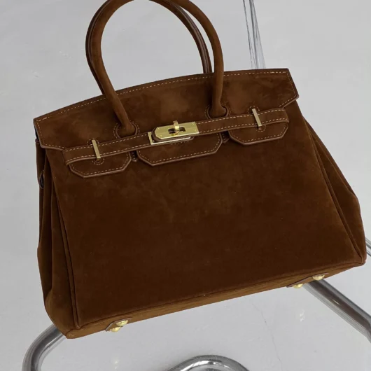 Сумка в стилі Hermes in Suede коричневий
