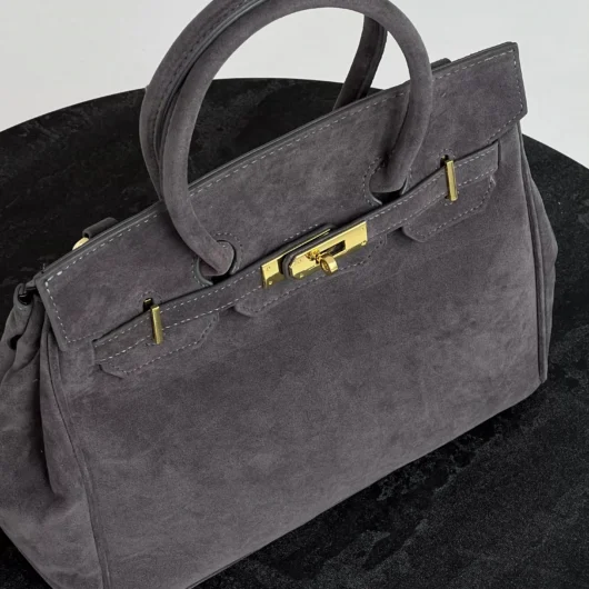 Сумка в стилі Hermes in Suede сірий