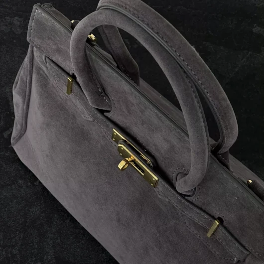 Сумка в стилі Hermes in Suede сірий