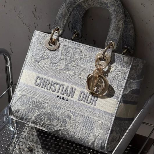 Жіноча сумка Christian Dior Lady D-Lite блакитний тигр