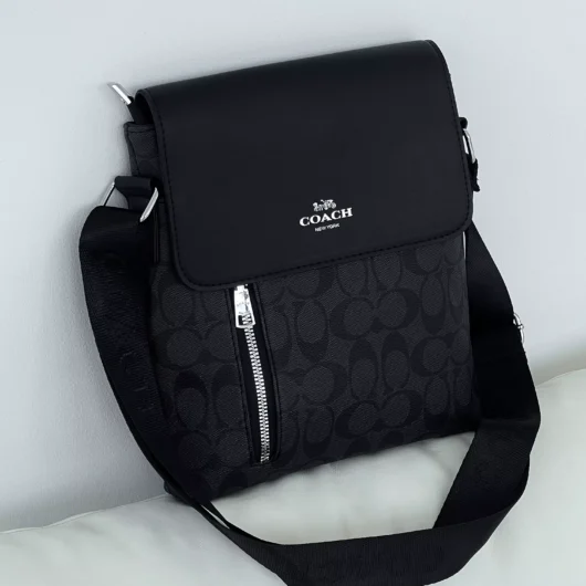 Сумка-мессенджер Coach чоловіча через плече чорний