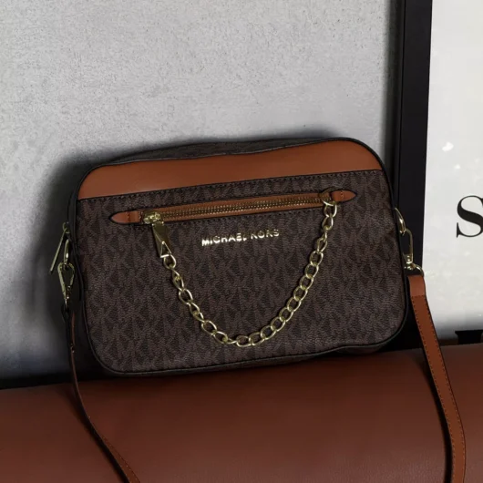 Сумка Michael Kors jet set large logo crossbody bag ivory коричневий
