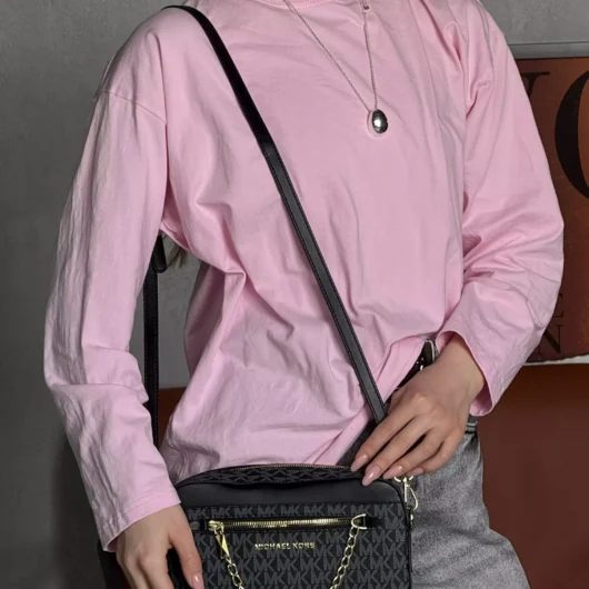 Сумка Michael Kors jet set large logo crossbody bag ivory чорний