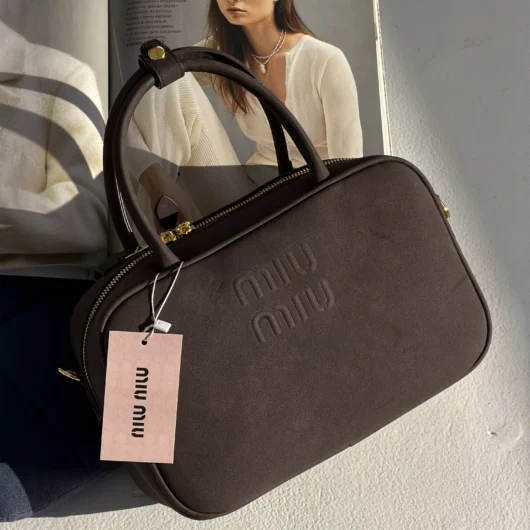 Сумка Miu Miu Top-Handle Bag замша шоколад