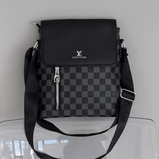 Сумка-мессенджер Louis Vuitton чоловіча через плече чорний шахмати
