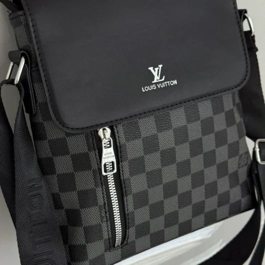 Сумка-мессенджер Louis Vuitton чоловіча через плече чорний шахмати
