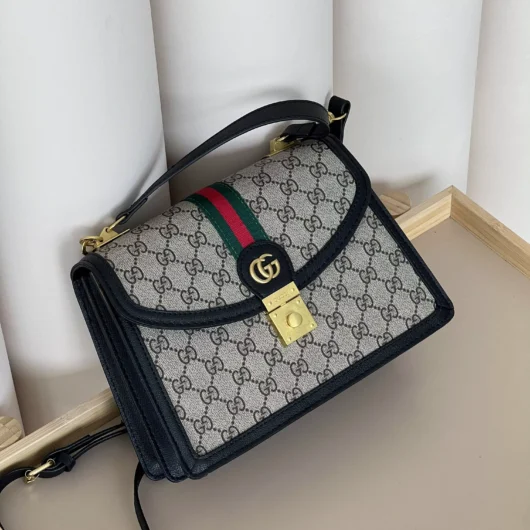 Сумка Gucci Ophidia Web Small Top Handle Bag чорно-сірий