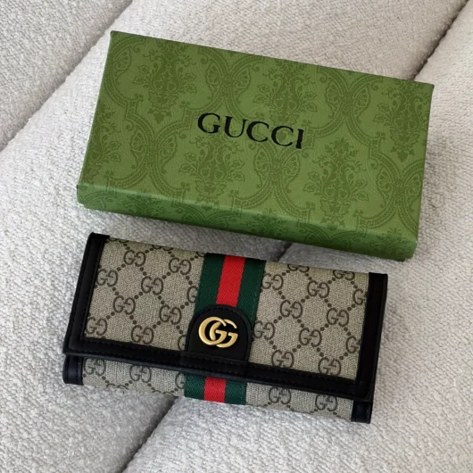 Гаманець-візитниця Gucci чорно-сірий