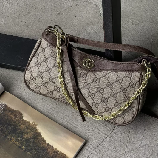 Сумка Gucci Ophidia коричневий з короткою ручкою