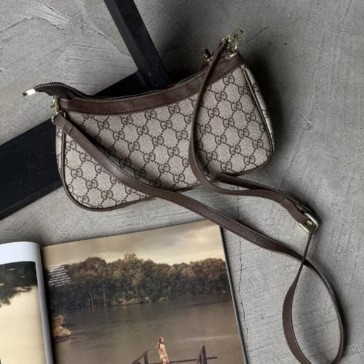 Сумка Gucci Ophidia коричневий з довгим ремінцем