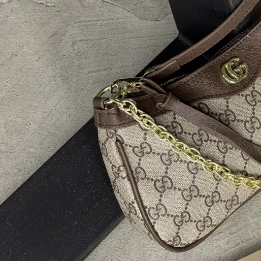 Сумка Gucci Ophidia коричневий з короткою ручкою