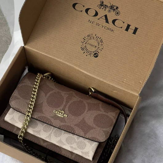 Сумка Coach Mini Klare Crossbody in Signature Canvas коричнево-молочний