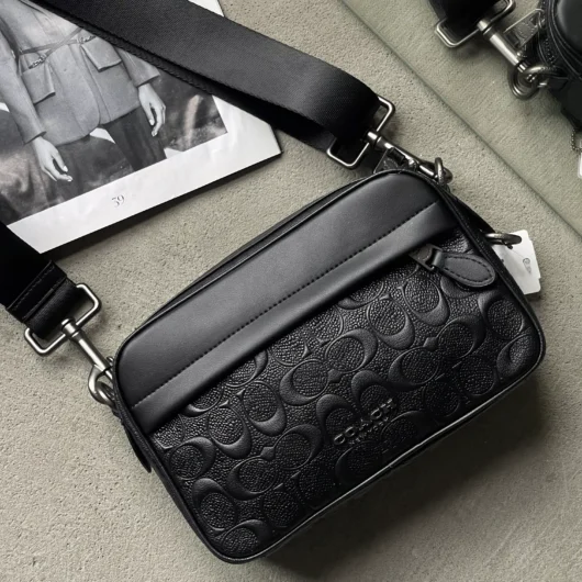 Сумка чоловіча COACH GRAHAM CROSSBODY чорний стеганий