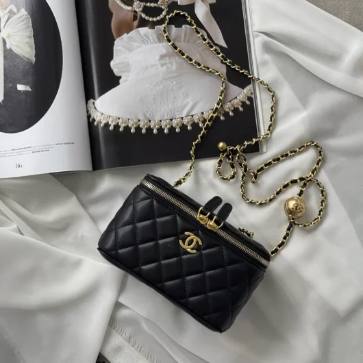 Сумка Chanel Classic Lambskin Pearl Crush Vanity Bag Premium чорний