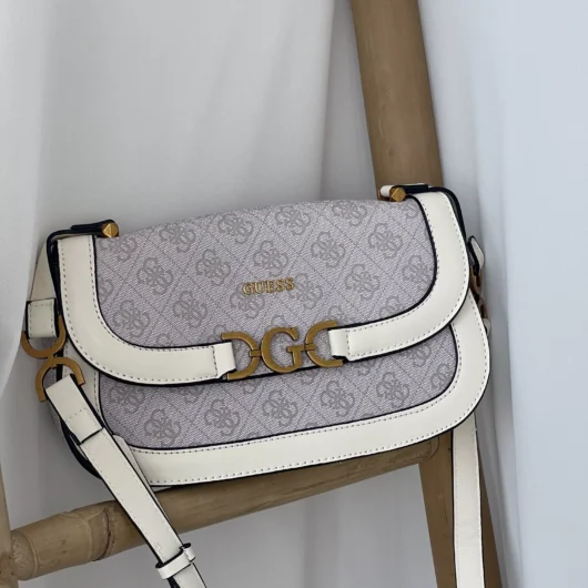 Сумка Guess через плече LUX біло-рожевий