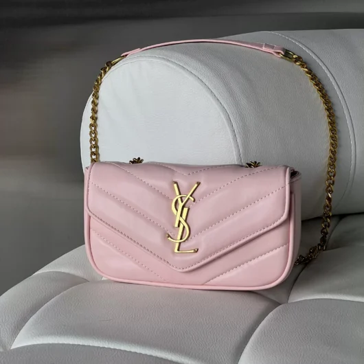 Жіноча сумка Yves Saint Laurent Loulou leather bag Small size рожевий