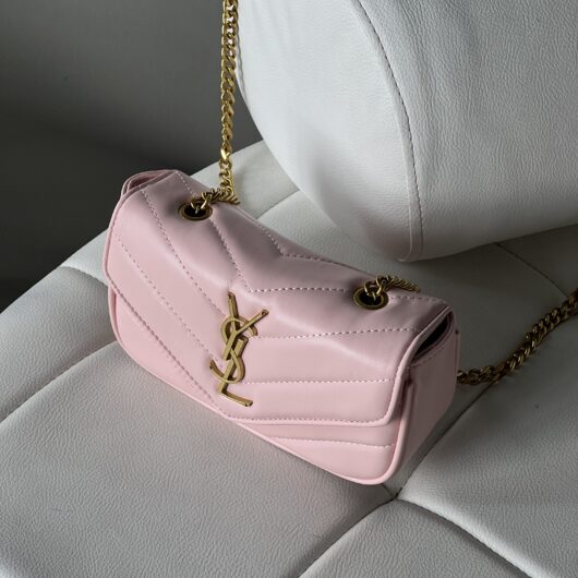 Жіноча сумка Yves Saint Laurent Loulou leather bag Small size рожевий