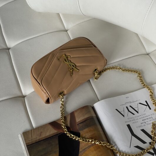 Жіноча сумка Yves Saint Laurent Loulou leather bag Small size бежевий