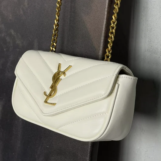 Жіноча сумка Yves Saint Laurent Loulou leather bag Small size білий