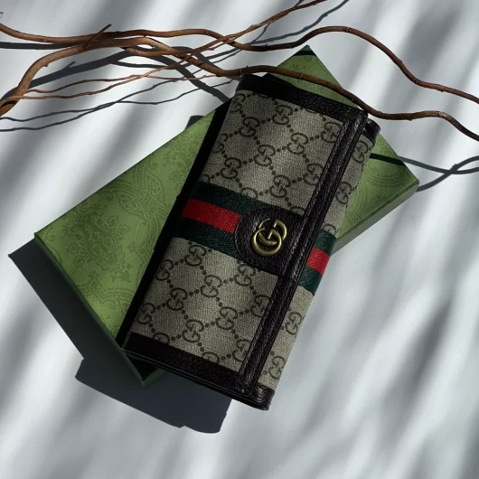 Гаманець-візитниця Gucci коричнево-сірий