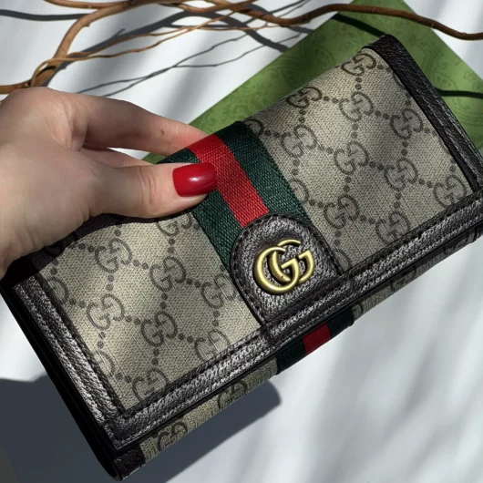 Гаманець-візитниця Gucci коричнево-сірий