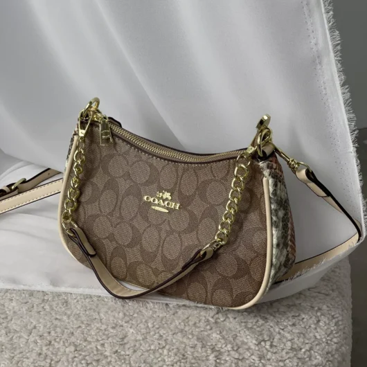Сумка Coach Bolso de hombro Teri бежевий + питон