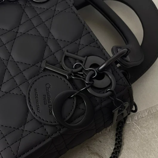 Жіноча сумка  Mini Lady Dior Bag Black Ultramatte Cannage чорний