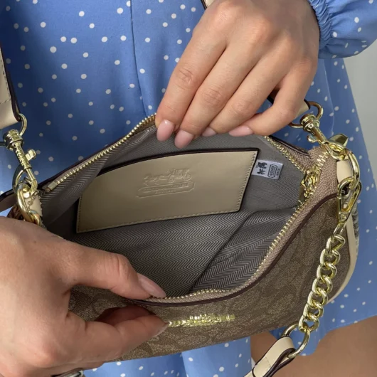 Сумка Coach Bolso de hombro Teri бежевий + питон