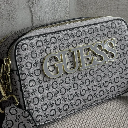 Сумка через плече Guess big logo крос боді сіро-зелений
