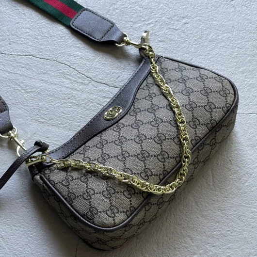 Сумка Gucci Ophidia коричневий на широкому ременці