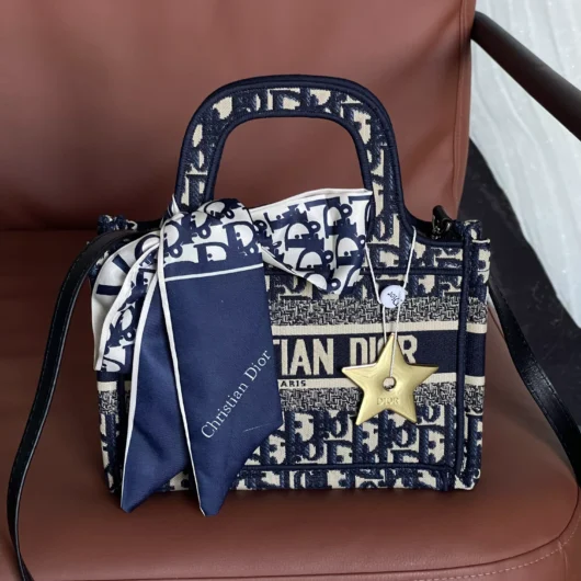 Сумка Dior шопер тканевий Small size синій