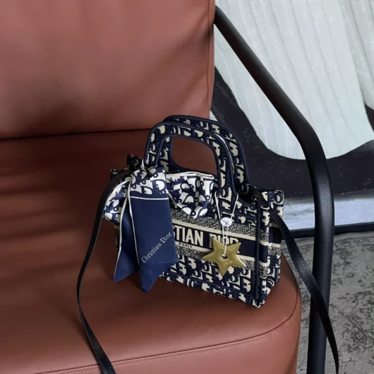 Сумка Dior шопер тканевий Small size синій