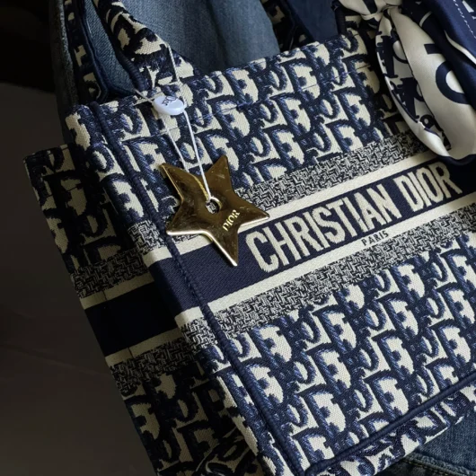 Сумка Dior шопер тканевий Medium size синій