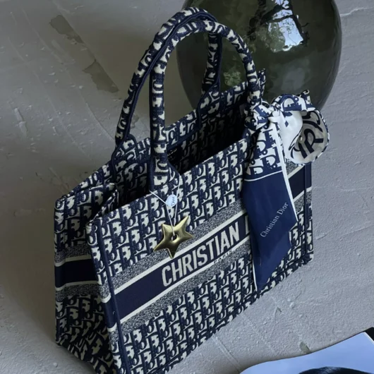 Сумка Dior шопер тканевий Large size синій
