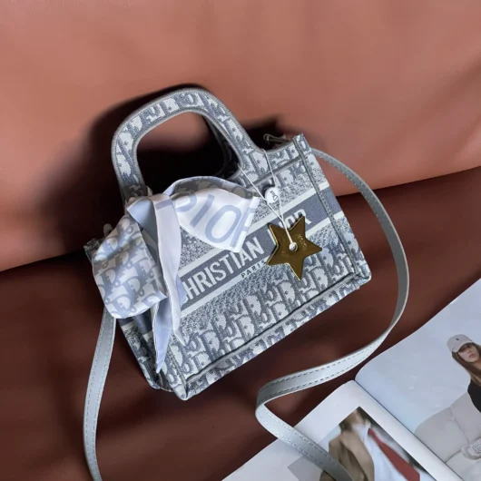 Сумка Dior шопер тканевий Small size світло-сірий